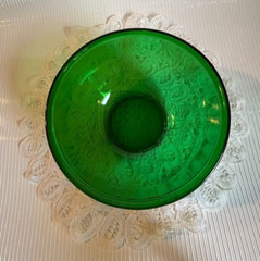 MCM ~ ANCHOR HOCKING CLEAR FOREST GREEN GLASS 7″ MIXING BOWL ~ DISCONTINUED