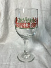 Holiday Christmas Clear Stem Wine Glass Painted «GET YOUR JINGLE ON»