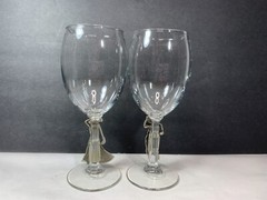 Fort Pewter Male Female Golfers Wine Water Glass Set Golf Gift Vintage