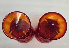 5 Noritake Perspective Ruby Wine Glasses With Thumbprint & Panel Design