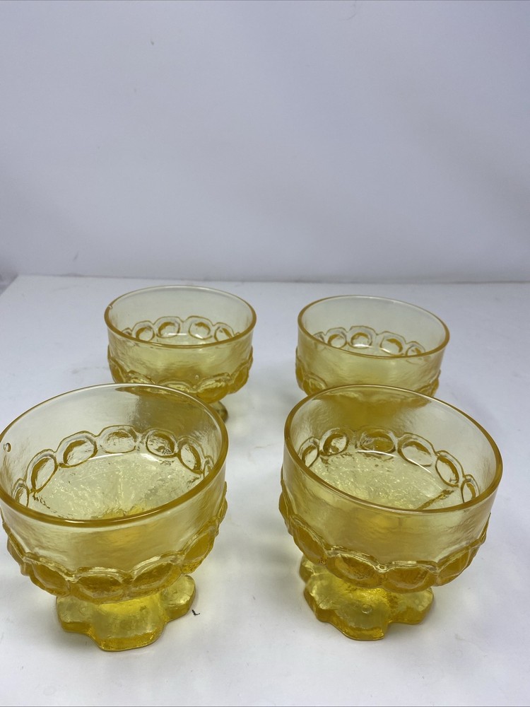 VTG set of 4 Tiffin Franciscan Madeira Cornsilk yellow goblet/champagne/sherbet