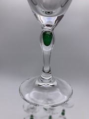 Set Of 6 Cristal d’ Argues France Venice Emerald Teardrop Crystal Sherry Glasses