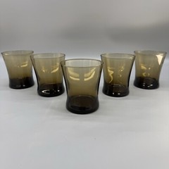 Anchor Hocking Linden Mocha Rocks Tumbler Glasses Smokey Brown Tapered Set Of 5*