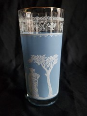 Hellenic Blue 16 oz Flat Tumbler by Jeannette • 6½» Tall Vintage