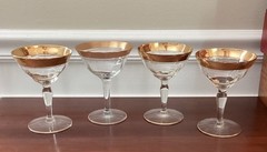 Tiffin Franciscan RAMBLER ROSE Gold Encrusted Champagne Tall Sherbet Glasses (4)