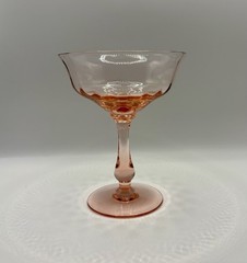 Vintage Fry Glass Pink 💕 Straight Optic 5 1/8″ Saucer Champagnes EUC Pretty