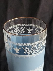Hellenic Blue 16 oz Flat Tumbler by Jeannette • 6½» Tall Vintage