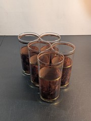 5 Barware MCM Culver 5.5″ Tumbler Glasses Tortoise Shell & Gold Retro Vtg