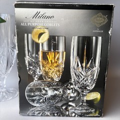 Godinger Milano Shannon Goblets 24% Lead Crystal Set o 4 Item #2525 Stemmed 13oz