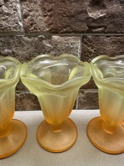Libbey Ombre Colorful Frosted Parfait Ice Cream Sundae Footed Glasses 4 pc Retro