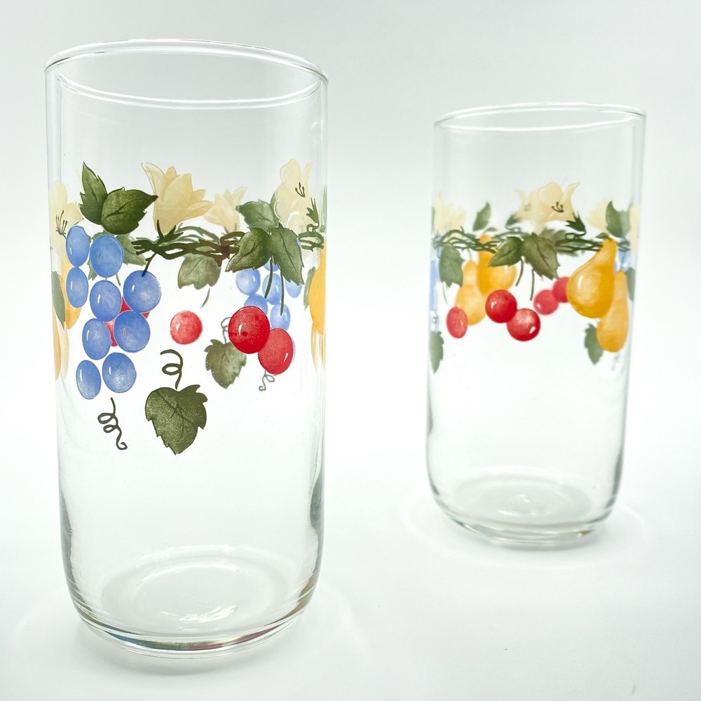 Vintage Libbey Glasses Suburban Fruit Arbor Collection Set Of 2