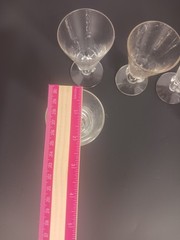 Set Of 6 Clear Glass Vintage Stemmed Lobed Classic Juice About 4″ Tall