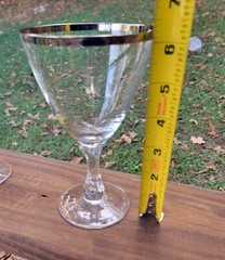 Mid Century VTG Fostoria Crystal Platinum Band Wedding Ring Water Wine Goblets 4