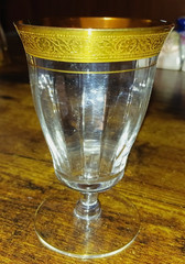4 Tiffin Minton Clear Stem 14196 Liquor Cocktail Glasses 4.5″ Gold Encrusted 4oz