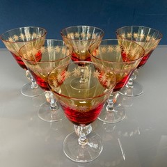 GUS KHRUSTALNY , Liquor glasses “GOLDEN WEDDING” 6pcs, USSR