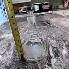 Tuscany Clipper Etched Ship Glass Decanter and 3 Footed Whiskey Glasses