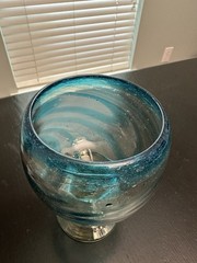 Artisan Turquoise Hand Blown Glass Goblet