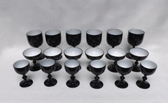 Carlo Moretti Italy Black MCM Wine, Champagne & Cordial Glasses – Set of 18