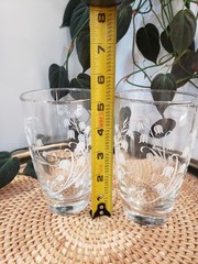 2 Vintage Libbey Tumbler Glasses 5.25” Embossed Lily of the Valley White Sparkle