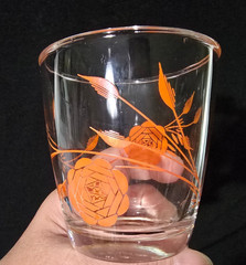 4 Vintage Hazel Atlas Roses Sour Cream Glasses – 1/2 Pint
