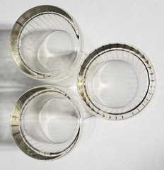 3 Culver Reflections Gold Striped, Rocks, Double Old Fashioned Vintage Glasses