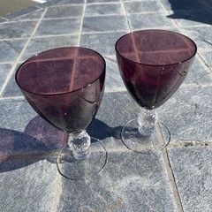 Pair Vintage Cambridge Aurora Amethyst Claret Wine Glass 5 1/4 » Very Pretty