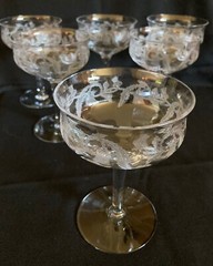 EXC Set of 6 Antique Central Glass Works THISTLE 4 5/8 “ Tall Champagne Cocktail
