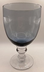 9 Vintage Blue Gray Bowl, Short Clear Stem 16 Oz Goblet 6.5×3.75”, Unmarked, EUC