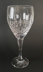 ONE Clear Crystal Glass Diamond Pattern Tall Stem Wine Goblet 8.75″ Tall No Mark