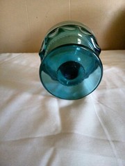 1 Single Vtg Indiana Glass Kings Crown Teal Blue Sherbet Glass Champagne Goblet
