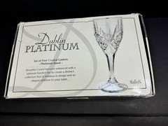 Dublin Platinum Band Shannon Crystal Goblets Set Of 4 9 Oz New Old Stock (b84)