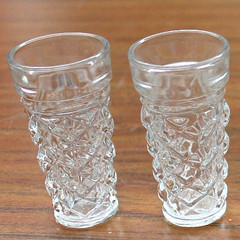 Vintage Crystal Shot Glasses Set of 6 Diamond Cut Pristine 3” Tall