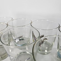 Vtg ORVIS Ned Smith Lot of 8 Glasses Set Ducks Hunting Man Cave Whiskey Cups