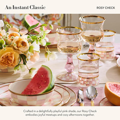 Elegant Pink-White Check Stemmed Wine Glass – 16 Oz Decorative Glassware