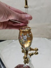 Rare Cordial Glass Smoking Pipe form straw 6″ Venetian Murano gold enamel floral