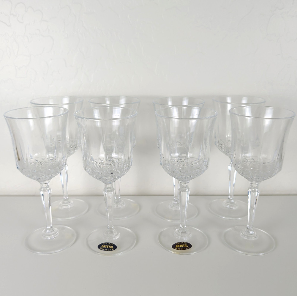Set of 8 Wine Glasses 24% Lead Crystal Stemware Barware 7″