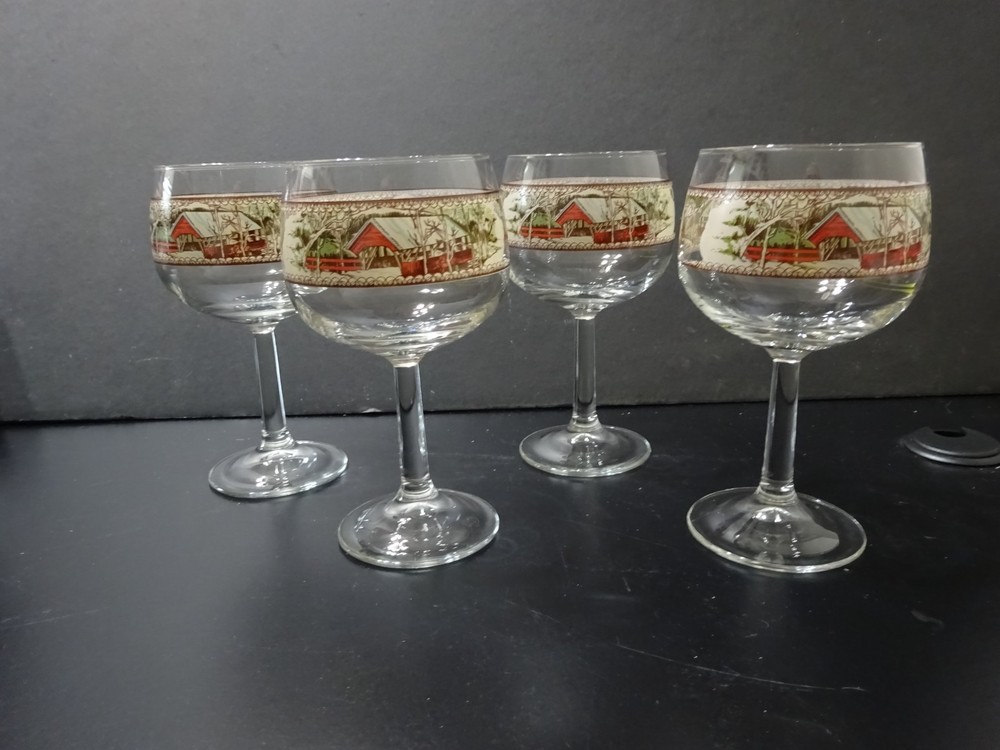 Johnson Bros Friendly Village Glassware 4 Piece Set 12 oz, Goblet NEW IN BOX K42