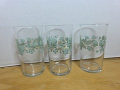 Set of 3 Vintage Libbey Corelle Pale Green Ivy Juice Glasses 4.5″