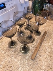 Vintage Wine Glasses 6 Smoke Grey Wine Libbey Goblets 1960-70s