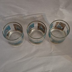 3 Mid Century Gold Teal Riverboat Southern Comfort Old Fashioned Lowball Glasses