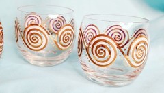 Set of 4 Vintage Atomic Design Roly Poly Cocktail Glasse