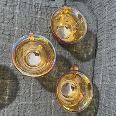 Vintage Indiana Iridescent Carnival Glass Marigold Punch Bowl Set 8 Grape Cups