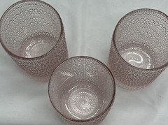 Set of 3 Jupiter Beaded Hobnail Rose Pink Highball Tumbler Drinking Glass