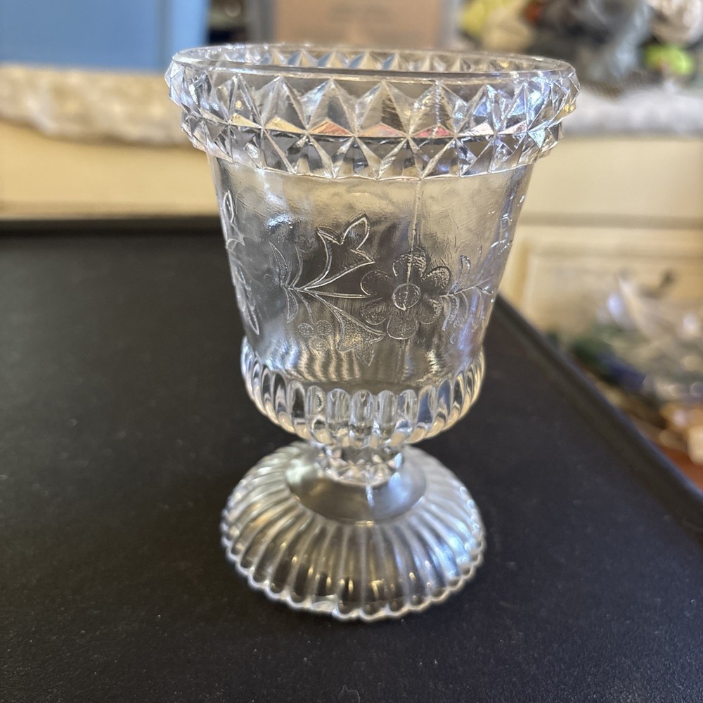 EAPG Adams & Co Wildflower Clear 1874 5 » Spooner Open Sugar Bowl Footed