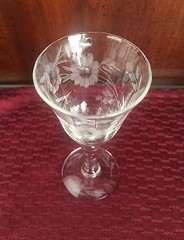 Etched Floral Crystal Elegant Glass 4″ Tall Cognac / Shot Glass