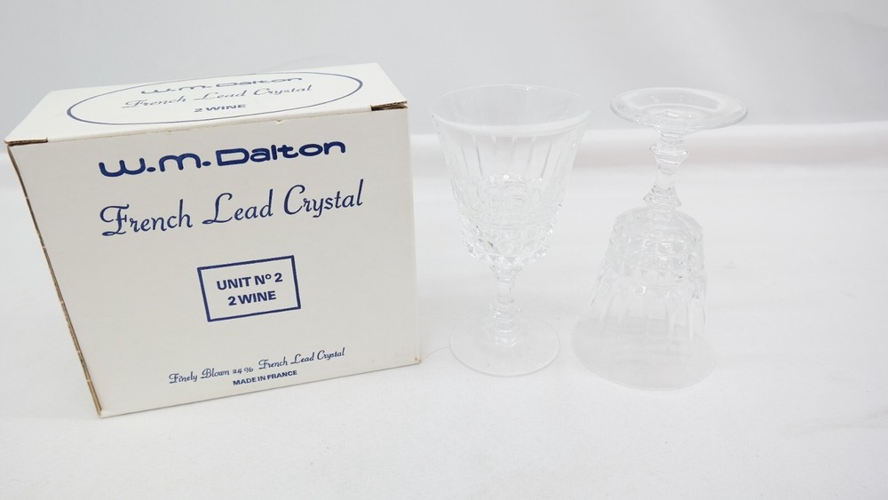 W.M Dalton French Lead Crystal Unit No. 2 Wine Glasses Set of 2 S1