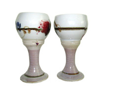 Studio Art Wine/Water Stoneware Handmade 7.5″ Chalice Goblets Mint Condition