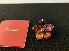 Psychedelic Orange Red Pink Flower Ring Baccarat Crystal Size 53