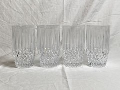 Vtg. Set 4 Fostoria Stratton Highball Tumblers Glasses Lead Crystal Made in USA