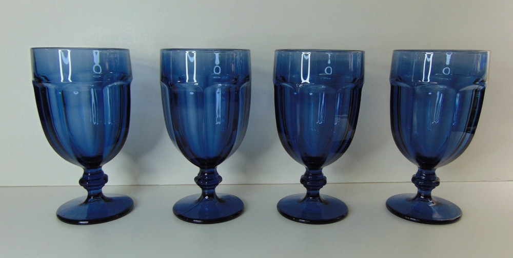 Libbey DuraTuff Set of 4 Gibraltar Dusky Blue Iced Tea Glasses Goblets 7″ Tall